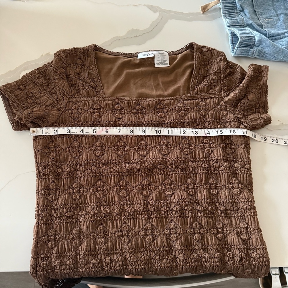 Vintage Brown Textured Blouse - Picture 10 of 12